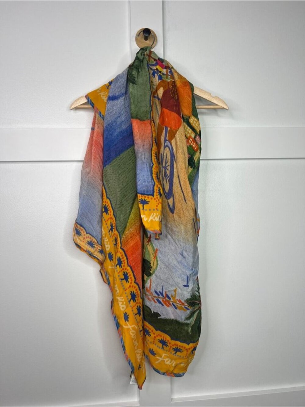 NEW Farm Rio Silk Wrap Printed Women's Long Multi Functional Scarf Yellow